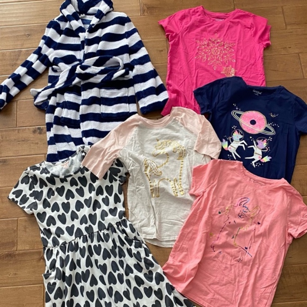 Kids Clothing Cat & Jack Robe, Graphic T-Shirts, Dress Lot Pink and Blue